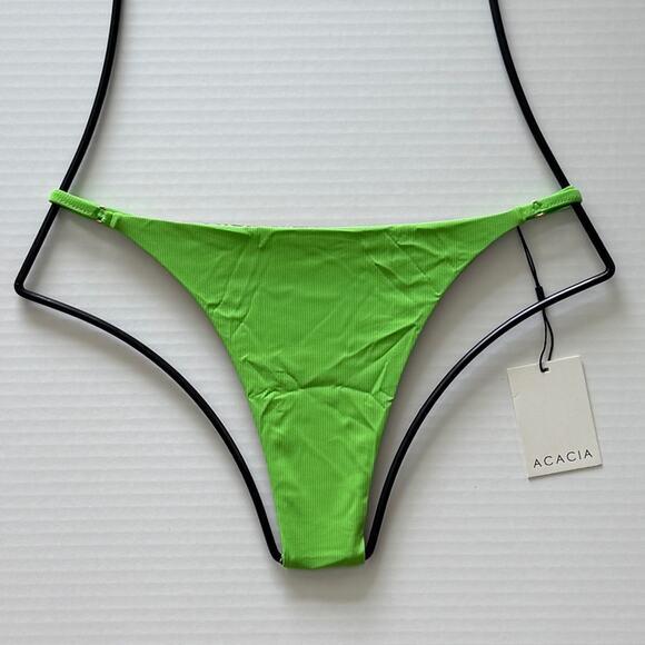 Acacia Swim RALPHY Ribbed Bikini Bottom - Matcha - High Cut, Minimal Coverage - Picture 1 of 9
